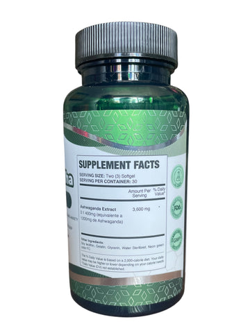 Extra- Strength - Ashwagandha - 3,600 MG- 90 Softgels Capsules