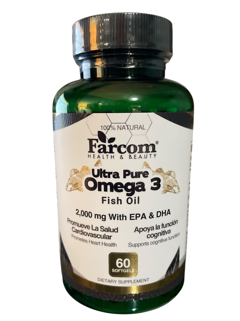 Ultra Pure Omega 3 - Fish Oil -  2,000 mg With EPA & DHA - 60 Softgels